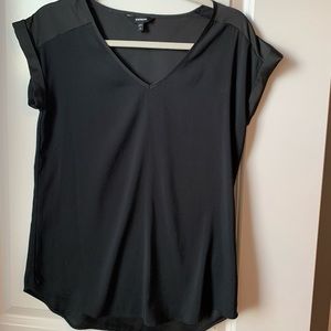 Black, Silky, Short Sleeve Express Blouse